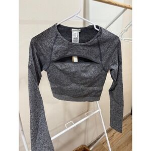 PINK by Victoria's Secret Gray Crop Long Sleeve Cutout Athletic Top M